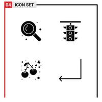 Set of 4 Modern UI Icons Symbols Signs for detective berry light traffic food Editable Vector Design Elements