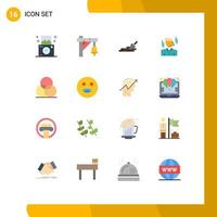Group of 16 Flat Colors Signs and Symbols for wheel color mason man manager Editable Pack of Creative Vector Design Elements