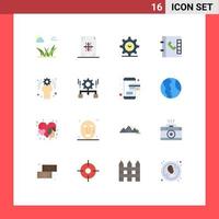 16 iconos creativos, signos y símbolos modernos de configuración de negocios, impresión, teléfono, reloj, paquete editable de elementos creativos de diseño de vectores. vector