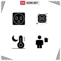 Universal Solid Glyph Signs Symbols of electric avatar electricity moon home Editable Vector Design Elements