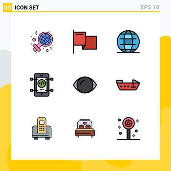 9 iconos creativos signos y símbolos modernos del ojo humano codificación web de Internet elementos de diseño vectorial editables vector