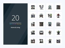 20 Home And Living line Filled icon for presentation vector