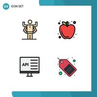 4 User Interface Filledline Flat Color Pack of modern Signs and Symbols of ability coding organization fruit develop Editable Vector Design Elements