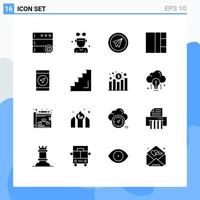 Modern Set of 16 Solid Glyphs and symbols such as floor location fly mobile grid Editable Vector Design Elements