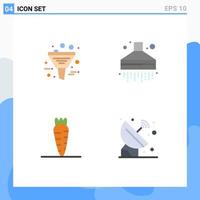 Set of 4 Vector Flat Icons on Grid for business food management hood satellite Editable Vector Design Elements