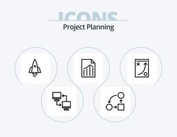 paquete de iconos de línea de planificación de proyectos 5 diseño de iconos. trabajo en equipo. rompecabezas. informe. trozo. proyecto vector