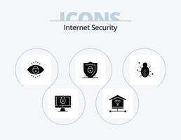 Internet Security Glyph Icon Pack 5 Icon Design. network. bug. internet. security. shield vector