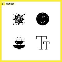 Mobile Interface Solid Glyph Set of 4 Pictograms of cyber crime journey setting speed tourist Editable Vector Design Elements