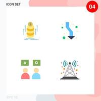 Pack of 4 creative Flat Icons of money answers coins up online Editable Vector Design Elements