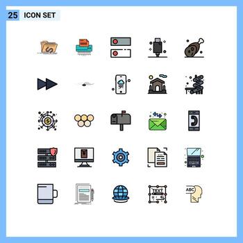 Filled line Flat Color Pack of 25 Universal Symbols of devices tools file system dns Editable Vector Design Elements