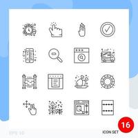 16 Thematic Vector Outlines and Editable Symbols of calculation tick point good down Editable Vector Design Elements