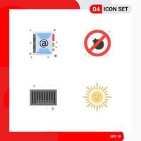 Pack of 4 creative Flat Icons of address beach fire bar sun Editable Vector Design Elements