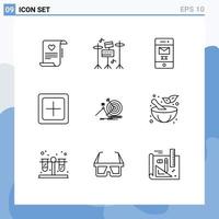 Set of 9 Modern UI Icons Symbols Signs for target new deleted increase add Editable Vector Design Elements