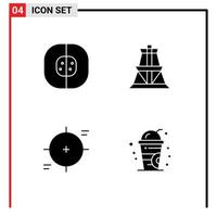 Group of Solid Glyphs Signs and Symbols for atom crosshair chemistry energy reticle Editable Vector Design Elements