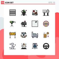 Universal Icon Symbols Group of 16 Modern Flat Color Filled Lines of mail special keyword analysis photographic effects Editable Creative Vector Design Elements