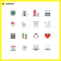 16 User Interface Flat Color Pack of modern Signs and Symbols of wireless technology billboard router space Editable Pack of Creative Vector Design Elements