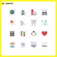 16 User Interface Flat Color Pack of modern Signs and Symbols of wireless technology billboard router space Editable Pack of Creative Vector Design Elements