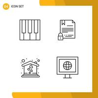 Concepto de 4 líneas para sitios web, móviles y aplicaciones, contrato de piano de Internet de audio, amor, elementos de diseño vectorial editables. vector