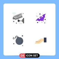 4 User Interface Flat Icon Pack of modern Signs and Symbols of camera bomb security bird explosion Editable Vector Design Elements