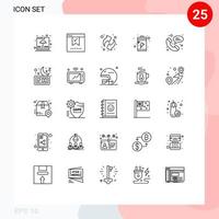 Line Pack of 25 Universal Symbols of phone device office charge resources Editable Vector Design Elements