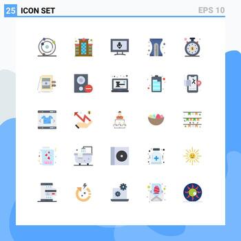 Group of 25 Flat Colors Signs and Symbols for speedometer clock monitor sharpener education Editable Vector Design Elements