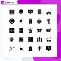 Modern Set of 25 Solid Glyphs Pictograph of controller smartphone monitor online connection Editable Vector Design Elements