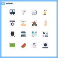 Mobile Interface Flat Color Set of 16 Pictograms of app wedding monitor love plan Editable Pack of Creative Vector Design Elements