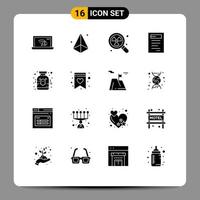 Pack of 16 creative Solid Glyphs of drug education modeling book waste Editable Vector Design Elements