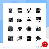 Set of 16 Modern UI Icons Symbols Signs for online tablet baseball patient medical Editable Vector Design Elements