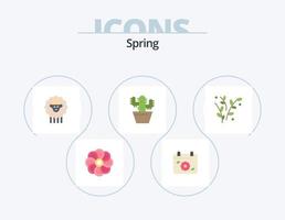 Spring Flat Icon Pack 5 Icon Design. nature. spring. mutton. pot. cactos vector