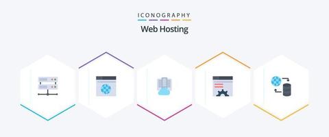 Web Hosting 25 Flat icon pack including service. hosting. center. web brower. server vector