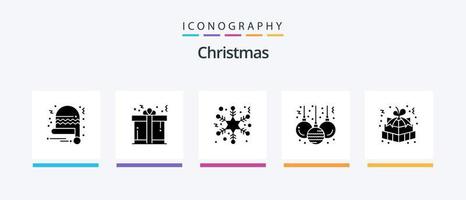 paquete de iconos de glifo de navidad 5 que incluye paquete de regalo. regalo. nieve. regalo de pascua decoración. diseño de iconos creativos vector