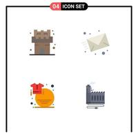 Modern Set of 4 Flat Icons and symbols such as beach fashion email web shirt Editable Vector Design Elements