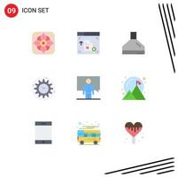 Group of 9 Modern Flat Colors Set for person conference kitchen communication productivity Editable Vector Design Elements