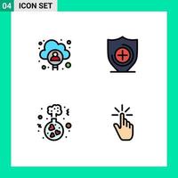 Set of 4 Modern UI Icons Symbols Signs for account love user shield click Editable Vector Design Elements