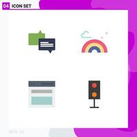 Group of 4 Flat Icons Signs and Symbols for chat menu nature wave devices Editable Vector Design Elements