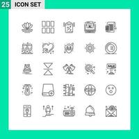 Concepto de 25 líneas para sitios web, aplicaciones móviles y programas de contabilidad, gestión de desarrollo de portapapeles, elementos de diseño de vectores editables