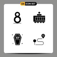 Solid Glyph Pack of Universal Symbols of eight funeral railroad casket location Editable Vector Design Elements
