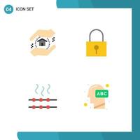 4 Creative Icons Modern Signs and Symbols of appraisal marshmallow lock secure password head Editable Vector Design Elements