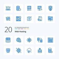 20 Web Hosting Blue Color icon Pack like hosting web network share sql vector