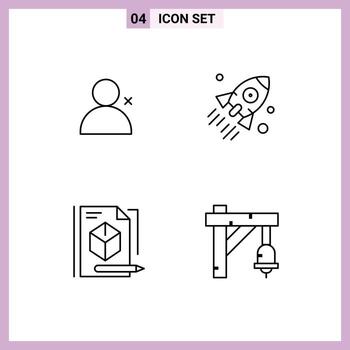 Pictogram Set of 4 Simple Filledline Flat Colors of discover people box launch startup technology Editable Vector Design Elements