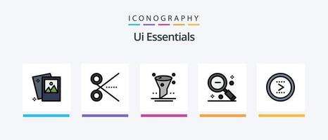 Ui Essentials Line Filled 5 Icon Pack Including seo. marketing. jigsaw. business. interface. Creative Icons Design vector