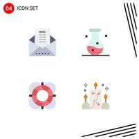 Flat Icon Pack of 4 Universal Symbols of email essentials newsletter compound lifeguard Editable Vector Design Elements