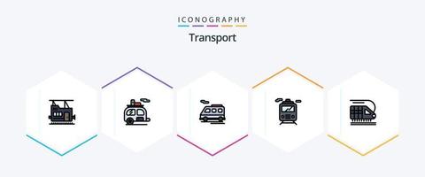 paquete de iconos de transporte de 25 líneas completas que incluye . autobús. . transporte vector