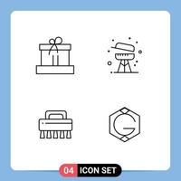 Modern Set of 4 Filledline Flat Colors Pictograph of gift cleaning nature equipment grid coin Editable Vector Design Elements