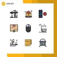 9 User Interface Filledline Flat Color Pack of modern Signs and Symbols of ladle mouse table hardware package Editable Vector Design Elements