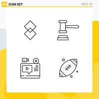 Modern Set of 4 Filledline Flat Colors and symbols such as shift record crypto currency hammer youtube Editable Vector Design Elements