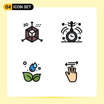 paquete de 4 signos y símbolos de colores planos de línea de relleno modernos para medios de impresión web, como la codificación de la dirección de la tierra elementos de diseño de vectores editables de caída de atención médica