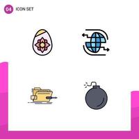 Mobile Interface Filledline Flat Color Set of 4 Pictograms of decoration box egg internet skrewdriver Editable Vector Design Elements