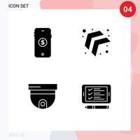 Modern Set of 4 Solid Glyphs and symbols such as ecommerce security online left phone Editable Vector Design Elements
